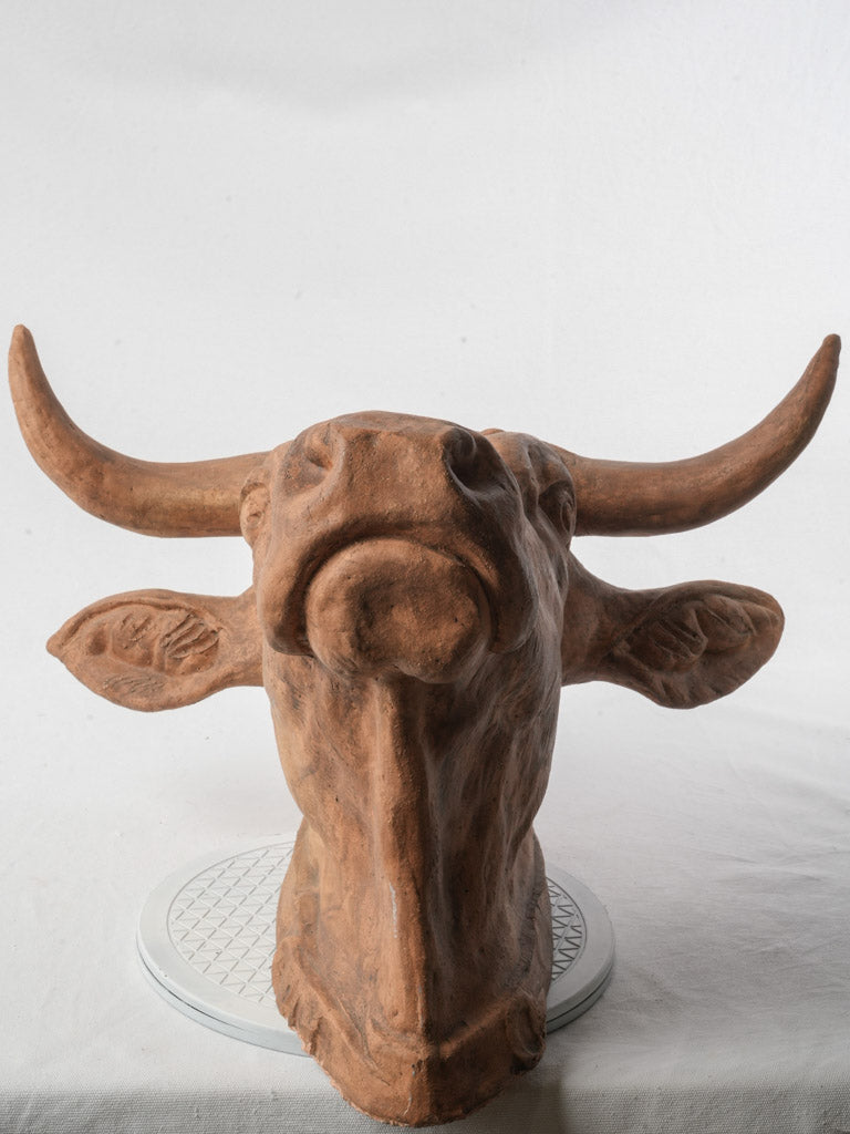 Superb Late 19th-Early 20th Century French Terracotta Bull Head Sculpture - 23¾"