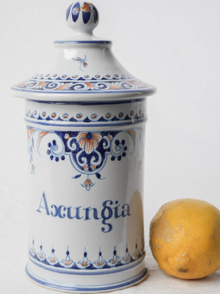 Mid-20th-Century Léon Warin Decorative Apothecary Jar “Axungia” - 8¾"