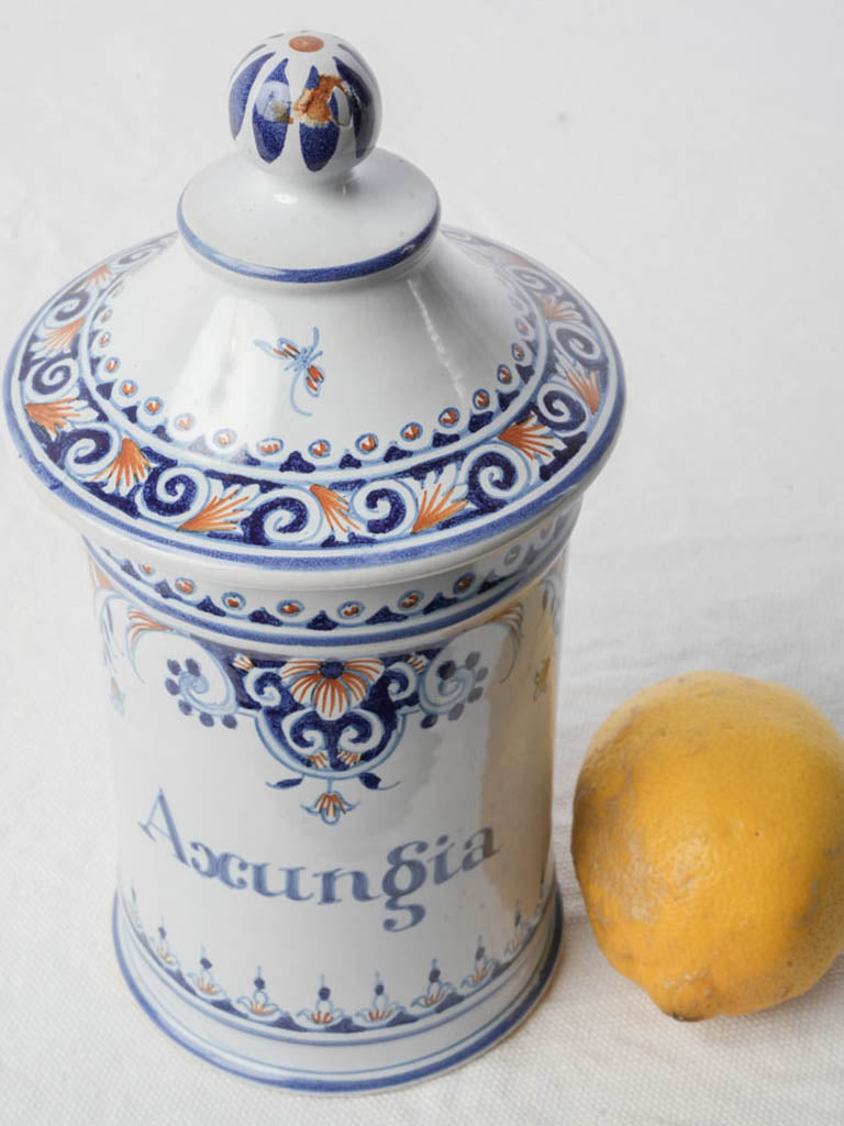 Mid-20th-Century Léon Warin Decorative Apothecary Jar “Axungia” - 8¾"