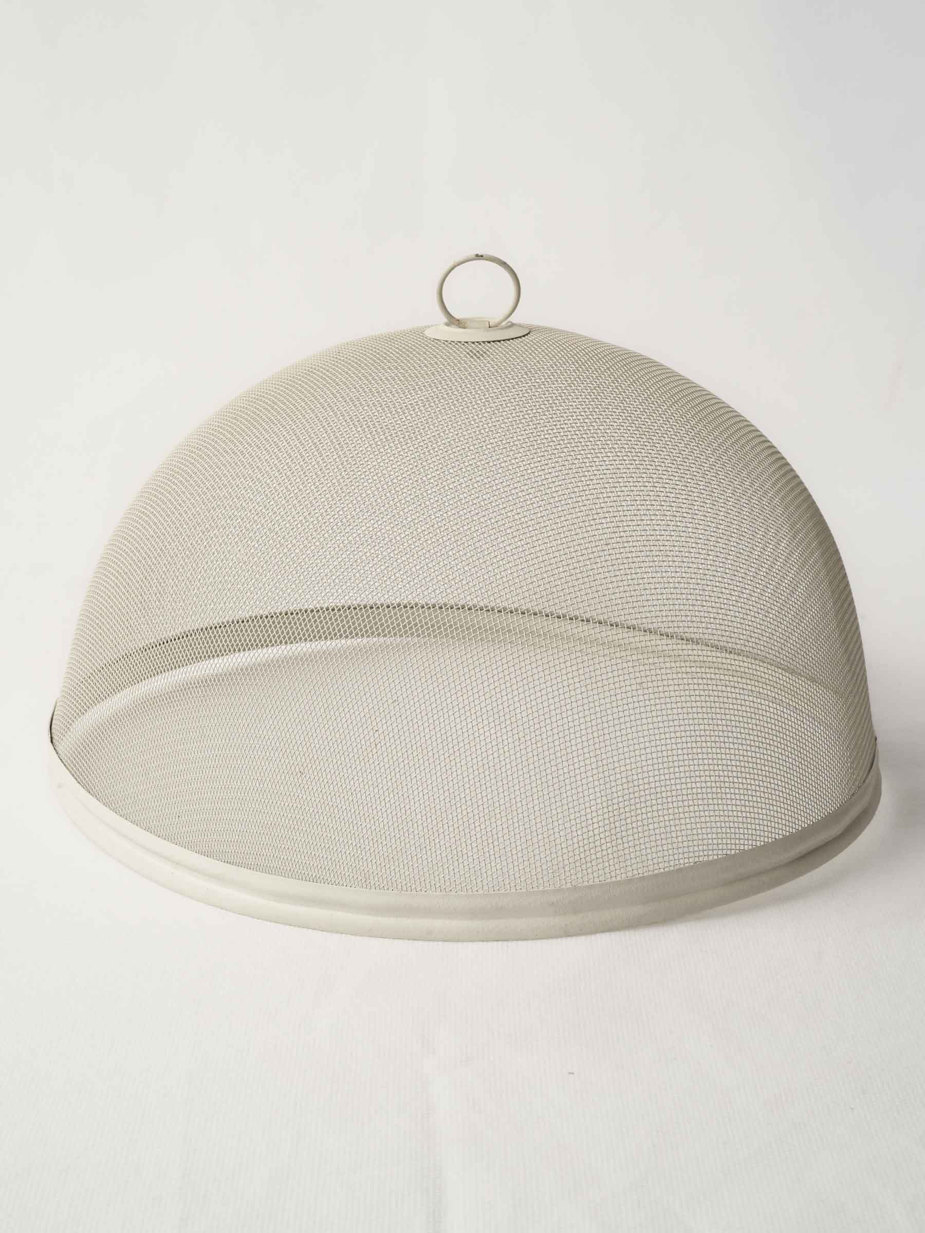 Round Metal Mesh Food Cloche with Chalky White Finish 11¾"