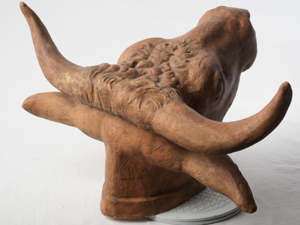 Superb Late 19th-Early 20th Century French Terracotta Bull Head Sculpture - 23¾"