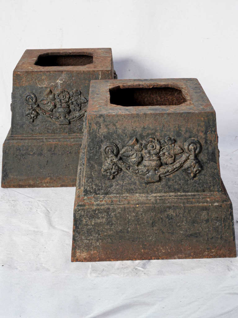 Pair of Late 19th Century French Cast-Iron Neoclassical Garden Pedestals - 14¼"