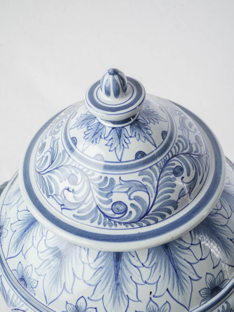 Classical cobalt-blue lidded jar