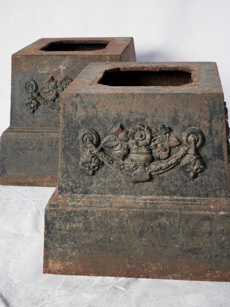Pair of Late 19th Century French Cast-Iron Neoclassical Garden Pedestals - 14¼"
