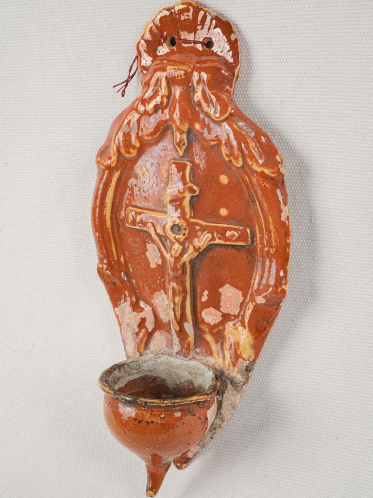 Antique French terracotta bénitier