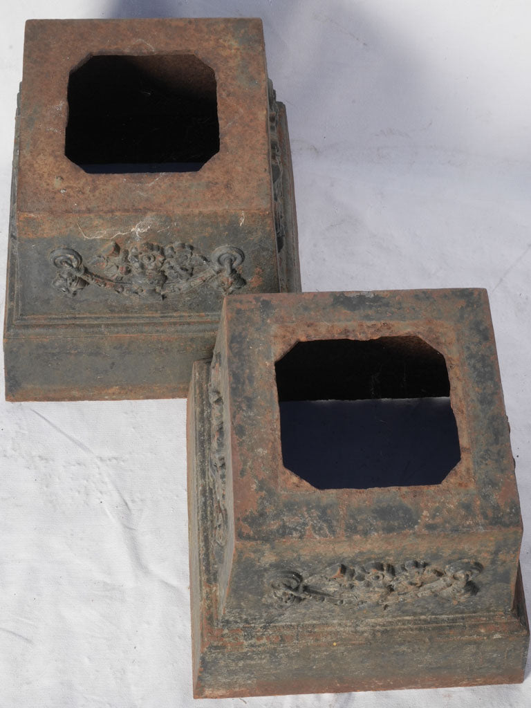Pair of Late 19th Century French Cast-Iron Neoclassical Garden Pedestals - 14¼"