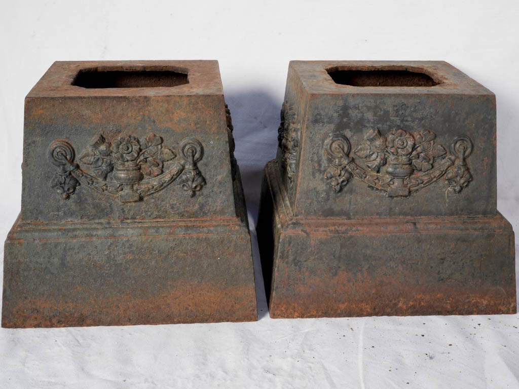 Pair of Late 19th Century French Cast-Iron Neoclassical Garden Pedestals - 14¼"