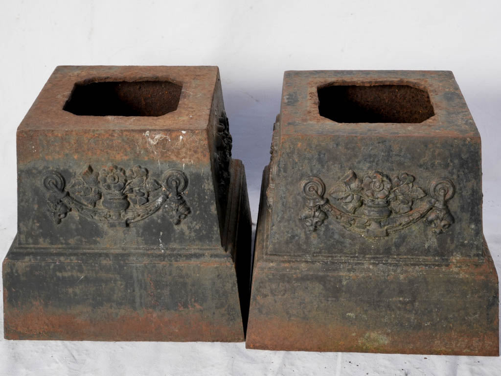 Pair of Late 19th Century French Cast-Iron Neoclassical Garden Pedestals - 14¼"