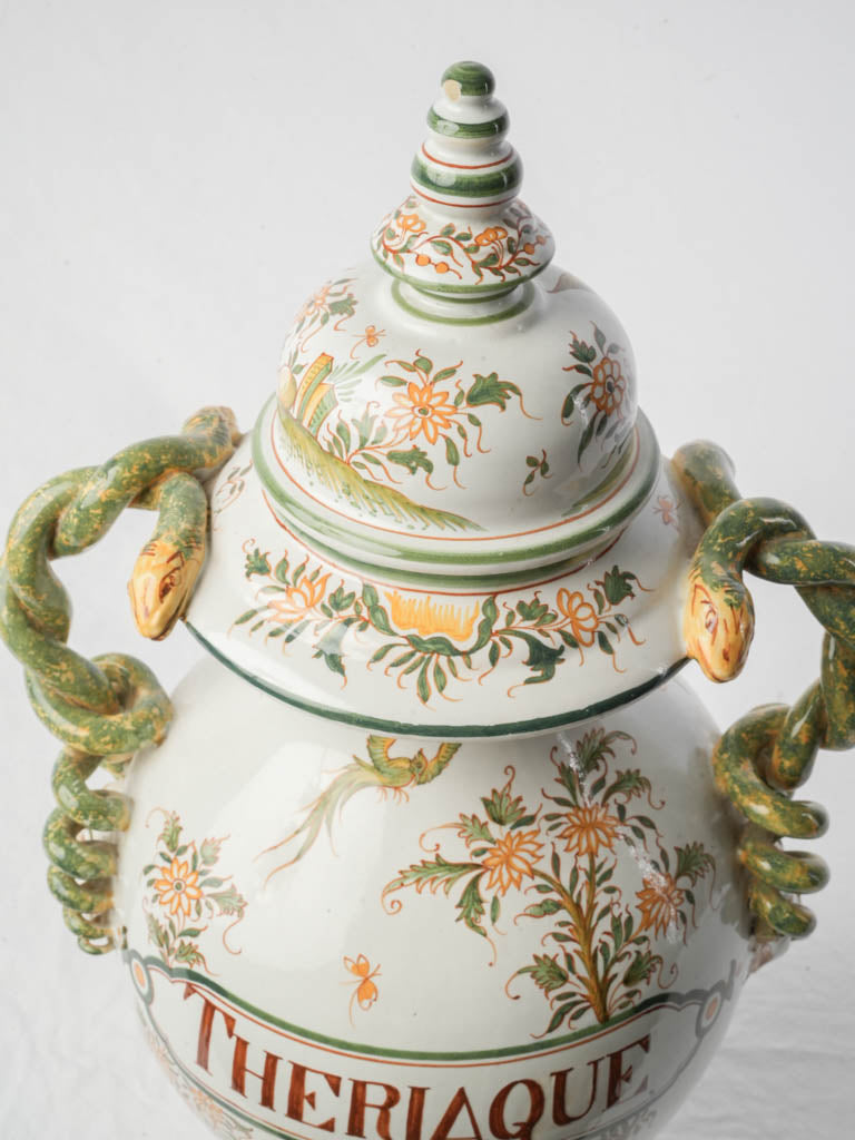 Mid-20th-Century Renaissance-Style Apothecary Jar w/ Serpent Handles - 18"