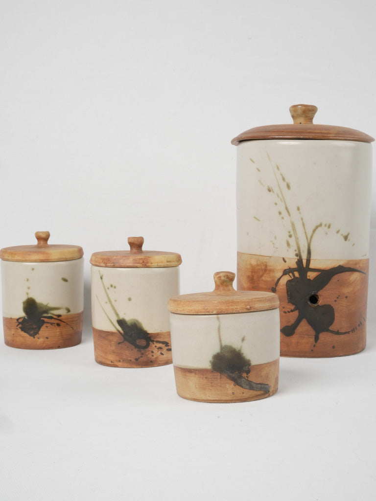 French Tachisme Style Stoneware Pottery Set