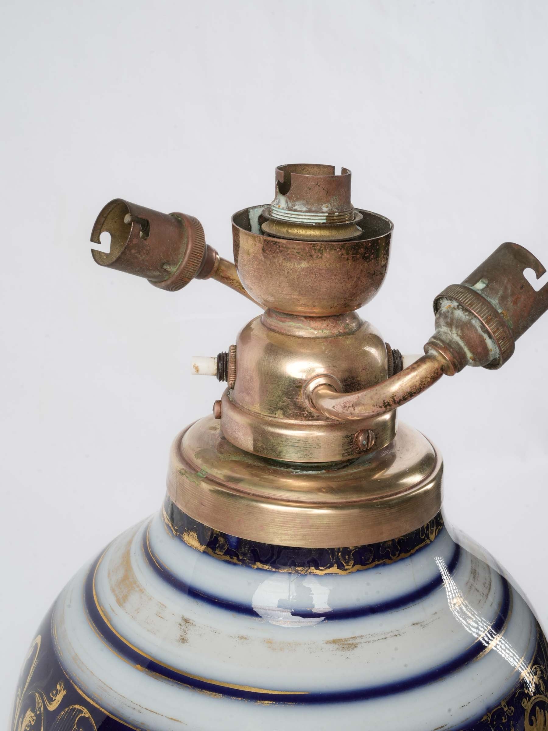 Unique vintage brass mounted lamp