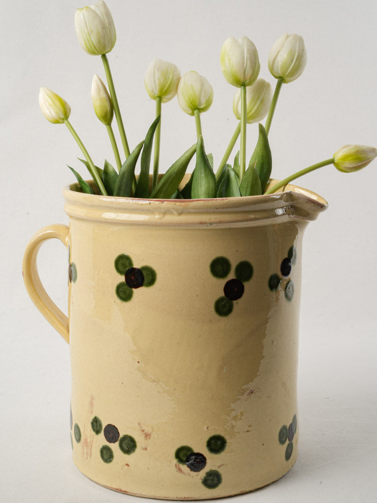 Antique French Glazed Terracotta Pitcher