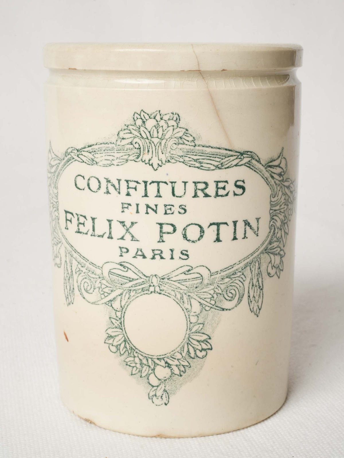 Antique French Faience Jam Pot - Felix Potin