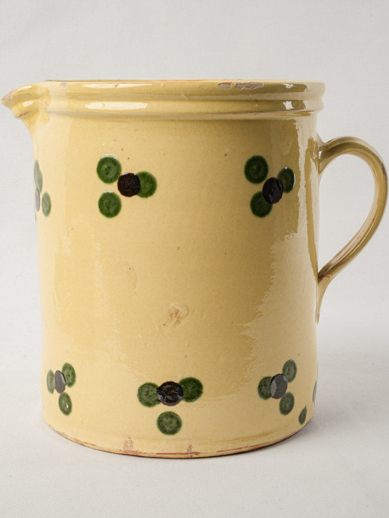 Decorative French Yellow Spotted Pitcher