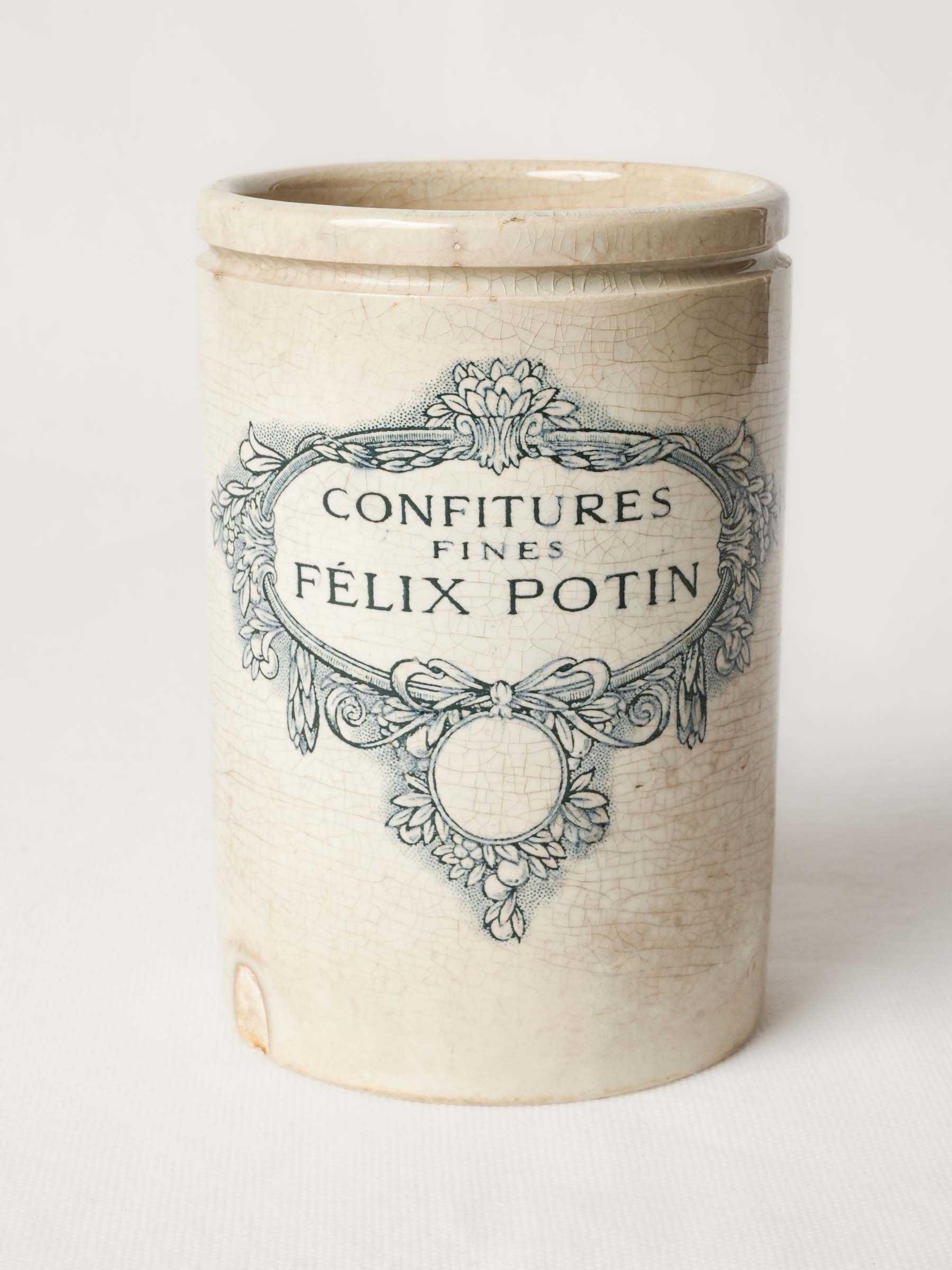 Antique French Faience Jam Jar Félix Potin - Paris 6¼"