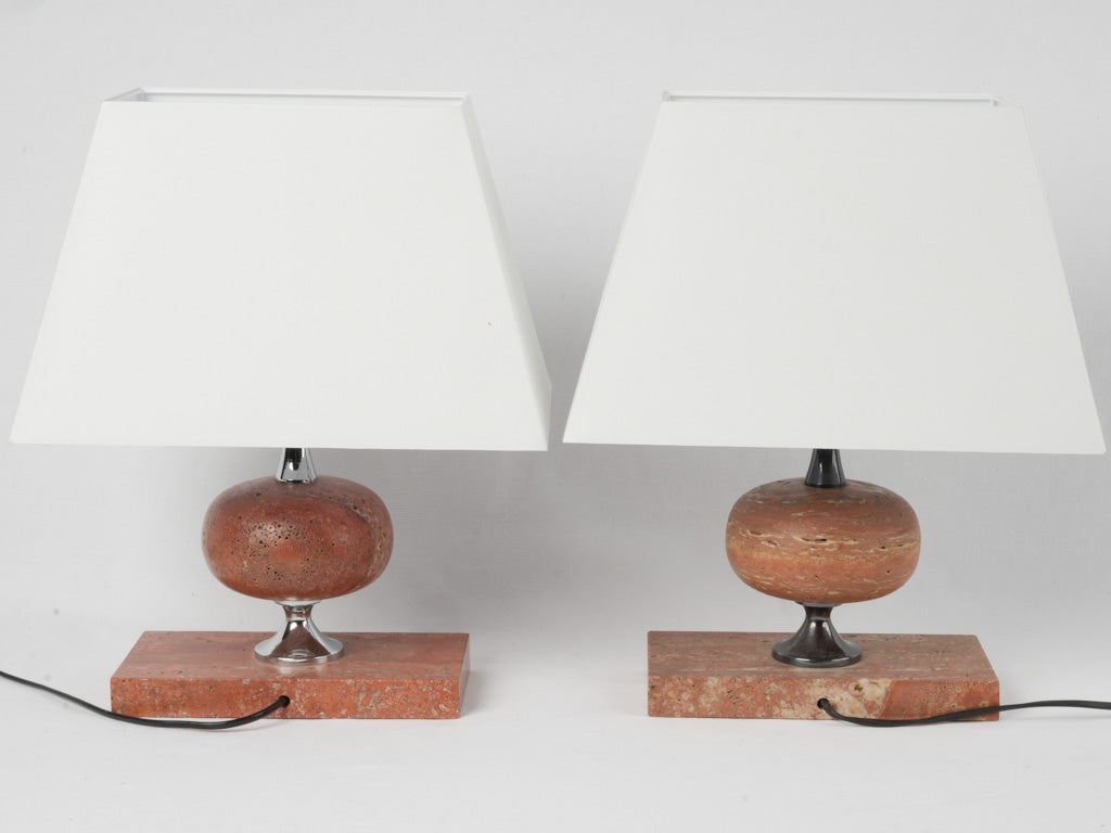 Refined red travertine table lamps