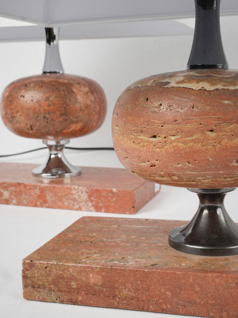 Glossy red travertine bedside lamps