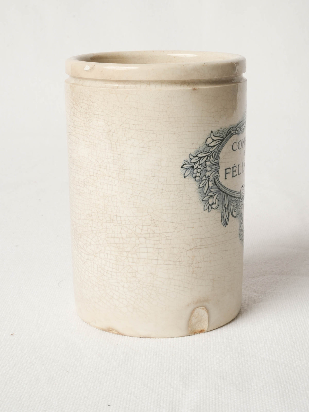 Antique French Faience Jam Jar Félix Potin - Paris 6¼"