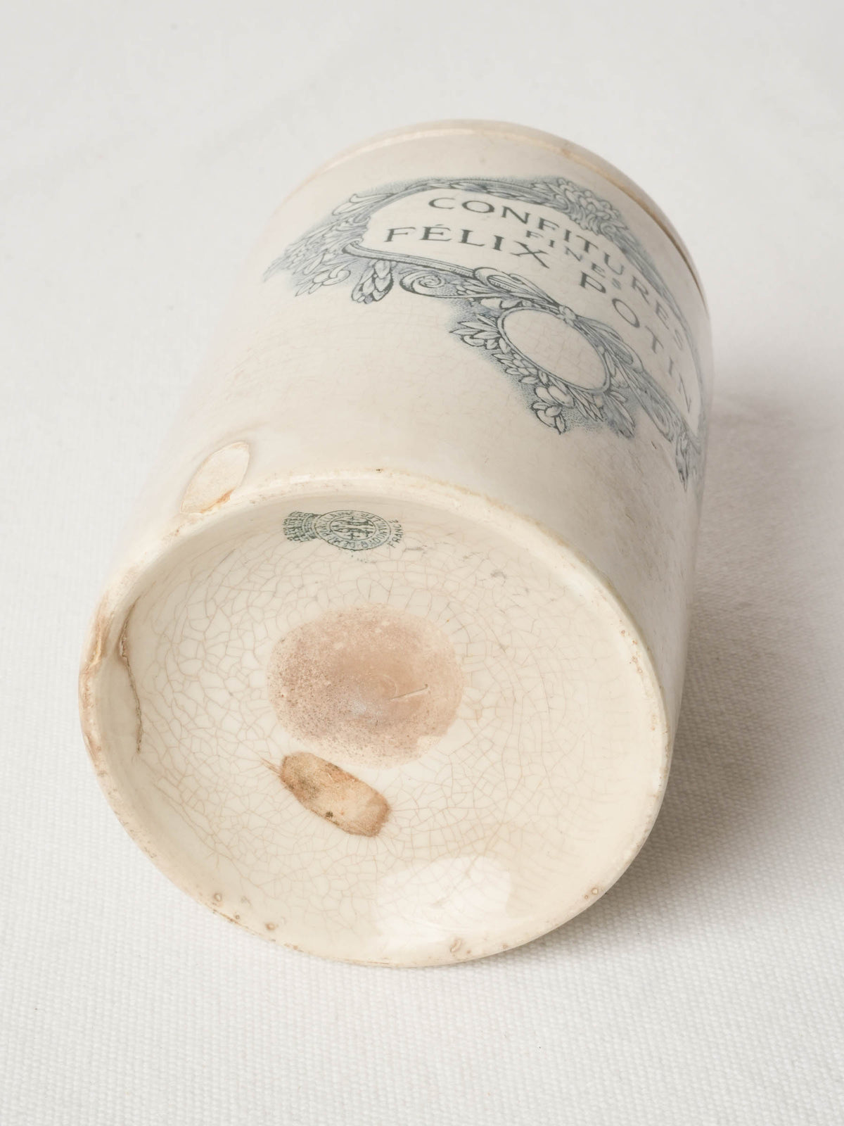 Antique French Faience Jam Jar Félix Potin - Paris 6¼"