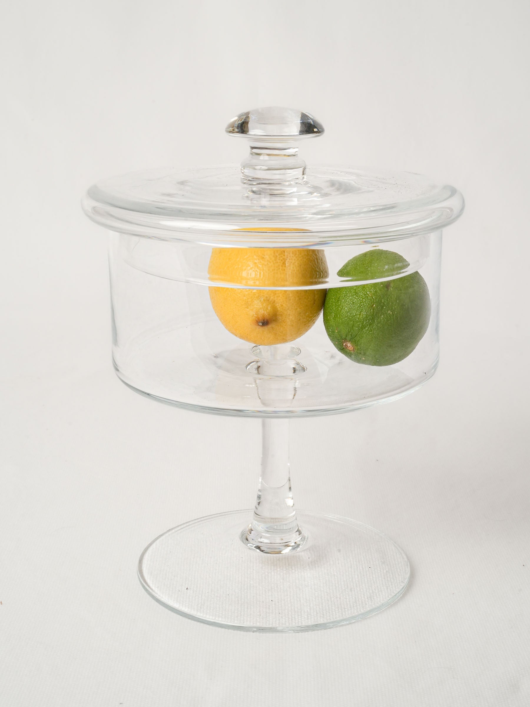 Footed Blown Glass Candy Jar w/ Lid 10¼"