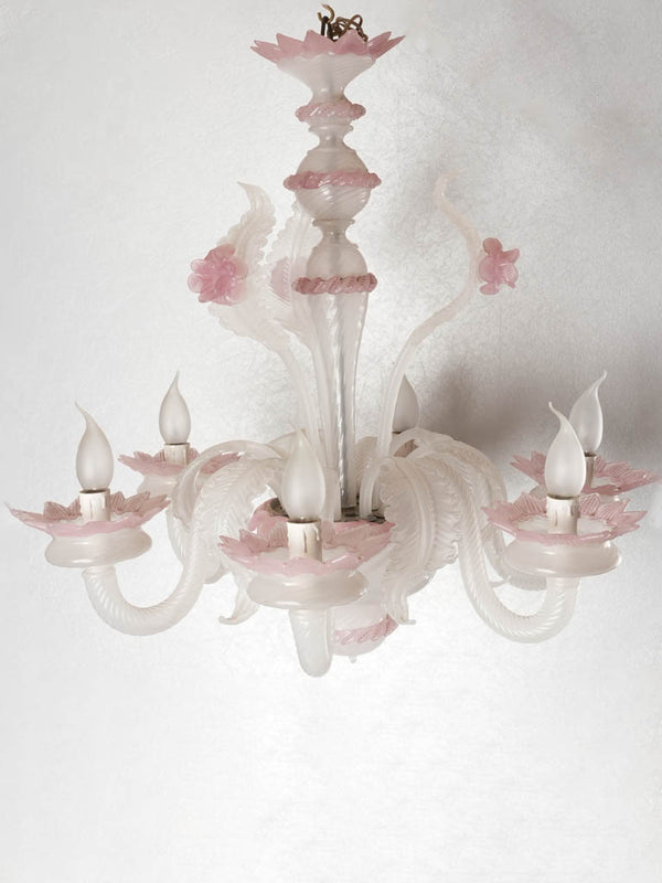 Vintage Venetian Blown Glass Pink Chandelier