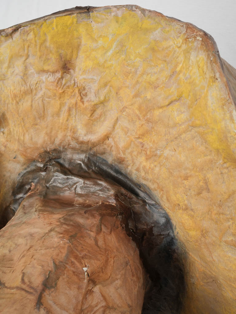 Aged, artisanal mushroom papier mâché sculptures