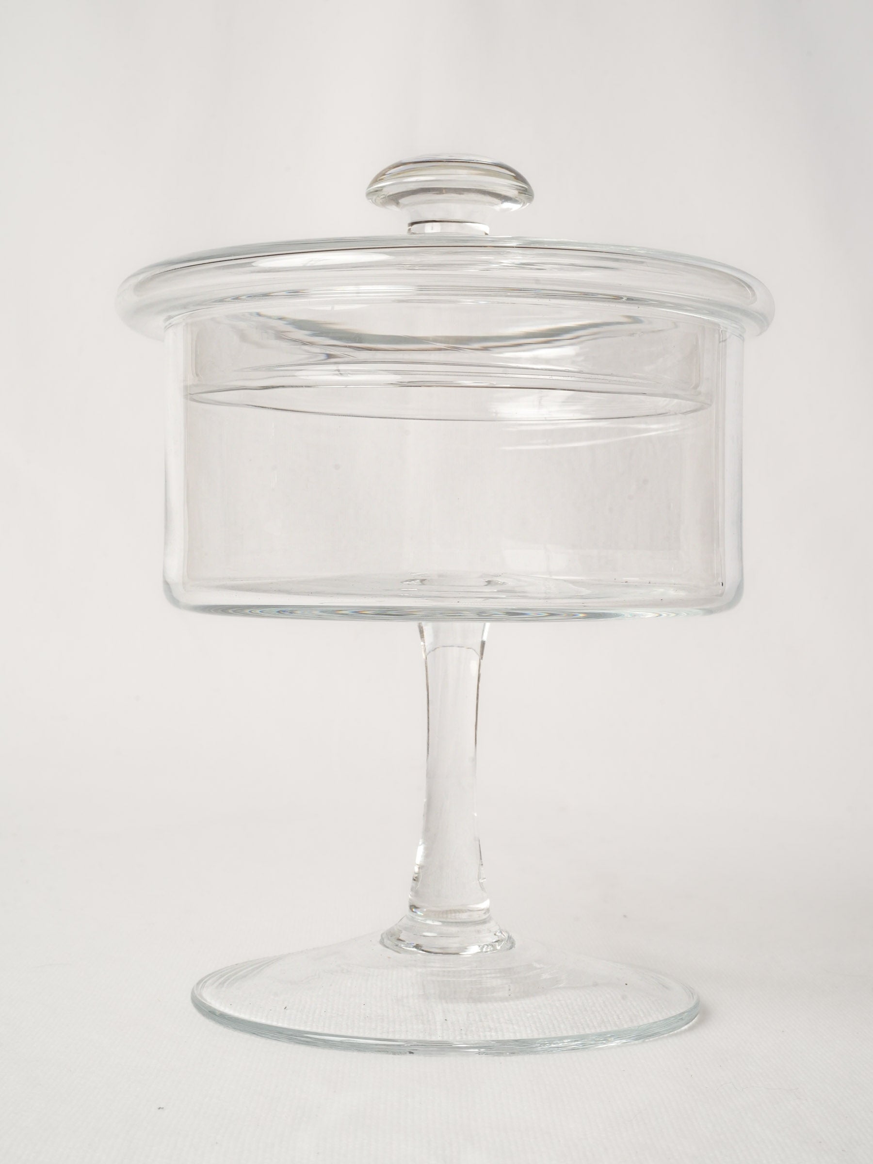 Footed Blown Glass Candy Jar w/ Lid 10¼"