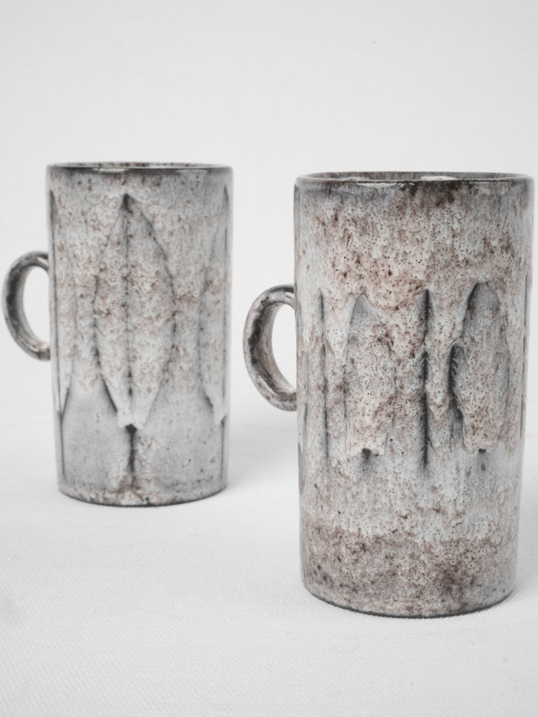 Vintage French glazed ceramic mugs