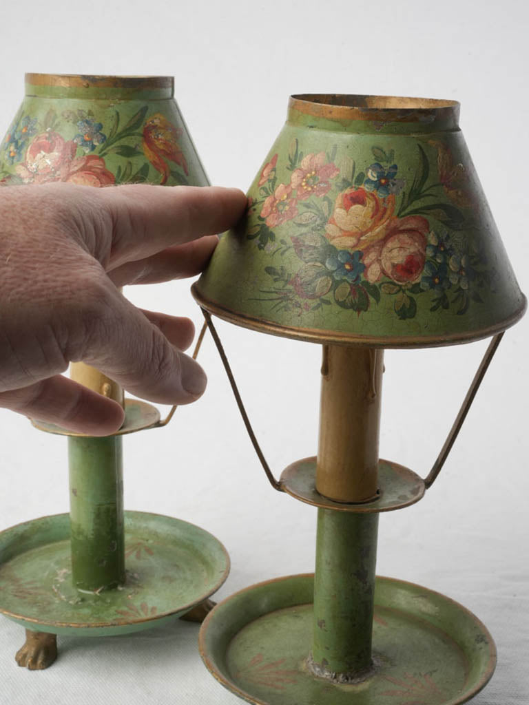 Petite gilt-accented metal lamps