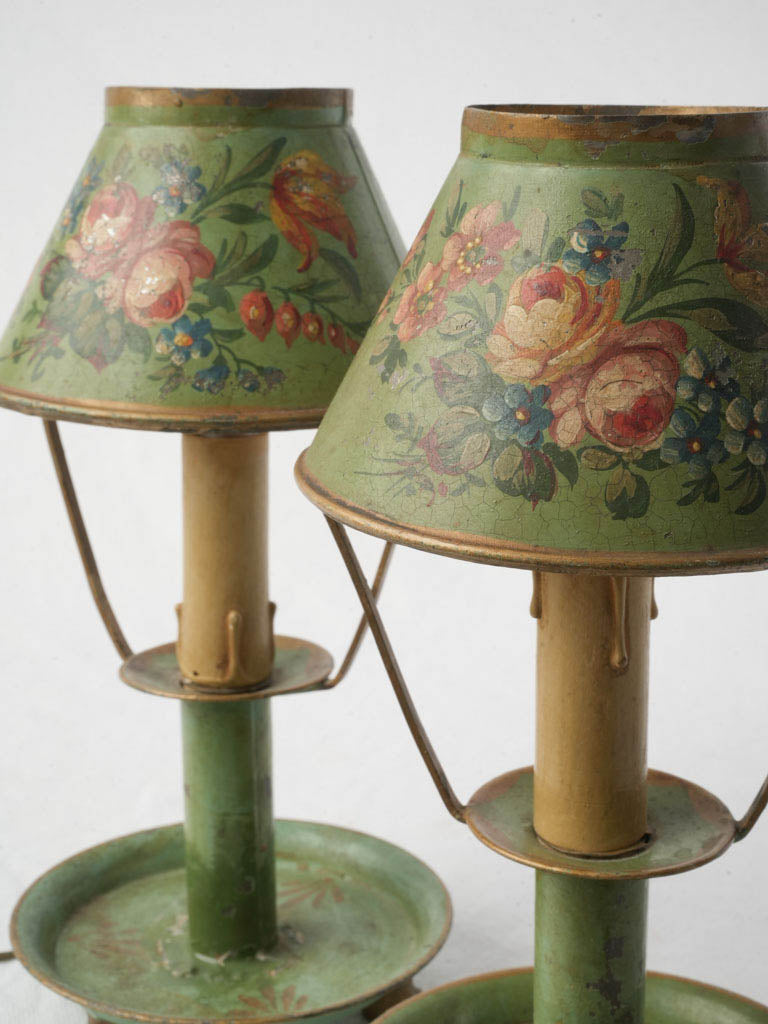 Slender column table lamp pair