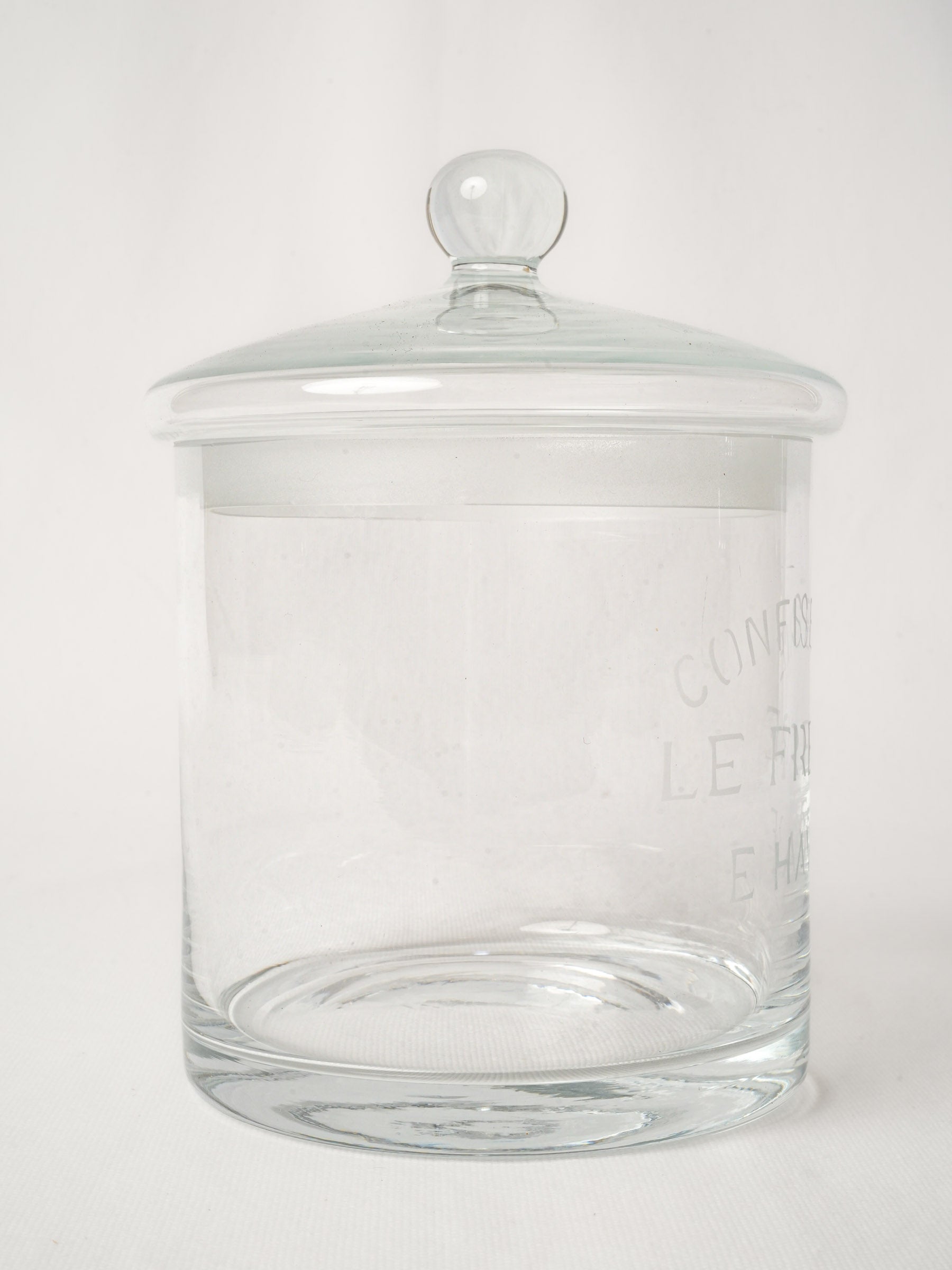 Antique French Glass Candy Jar dated 1934 - 9"