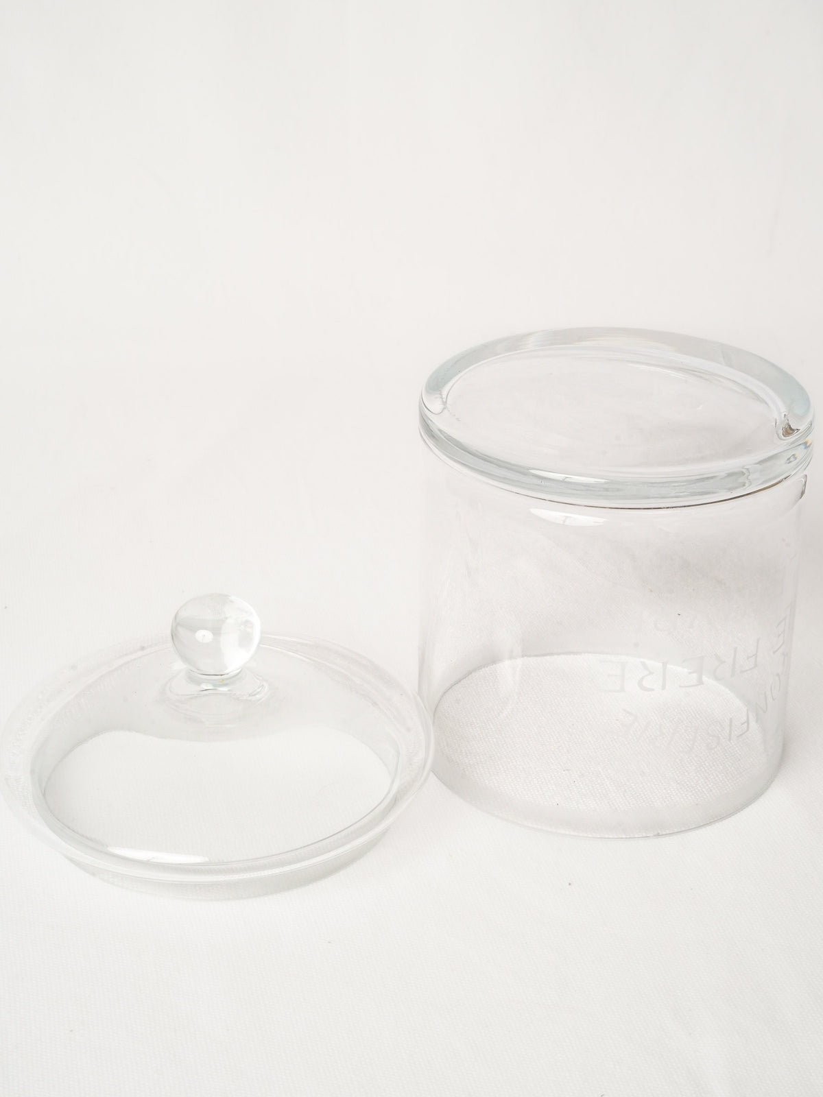 Antique French Glass Candy Jar dated 1934 - 9"