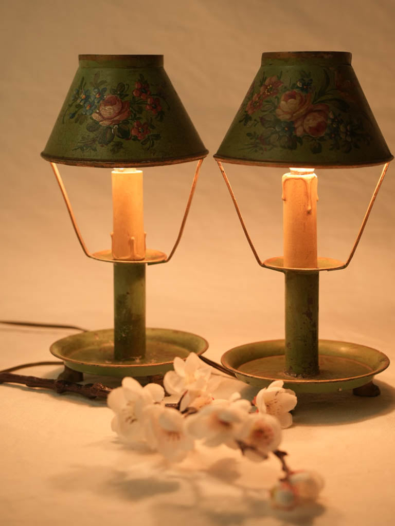 Charming olive green candle lamps