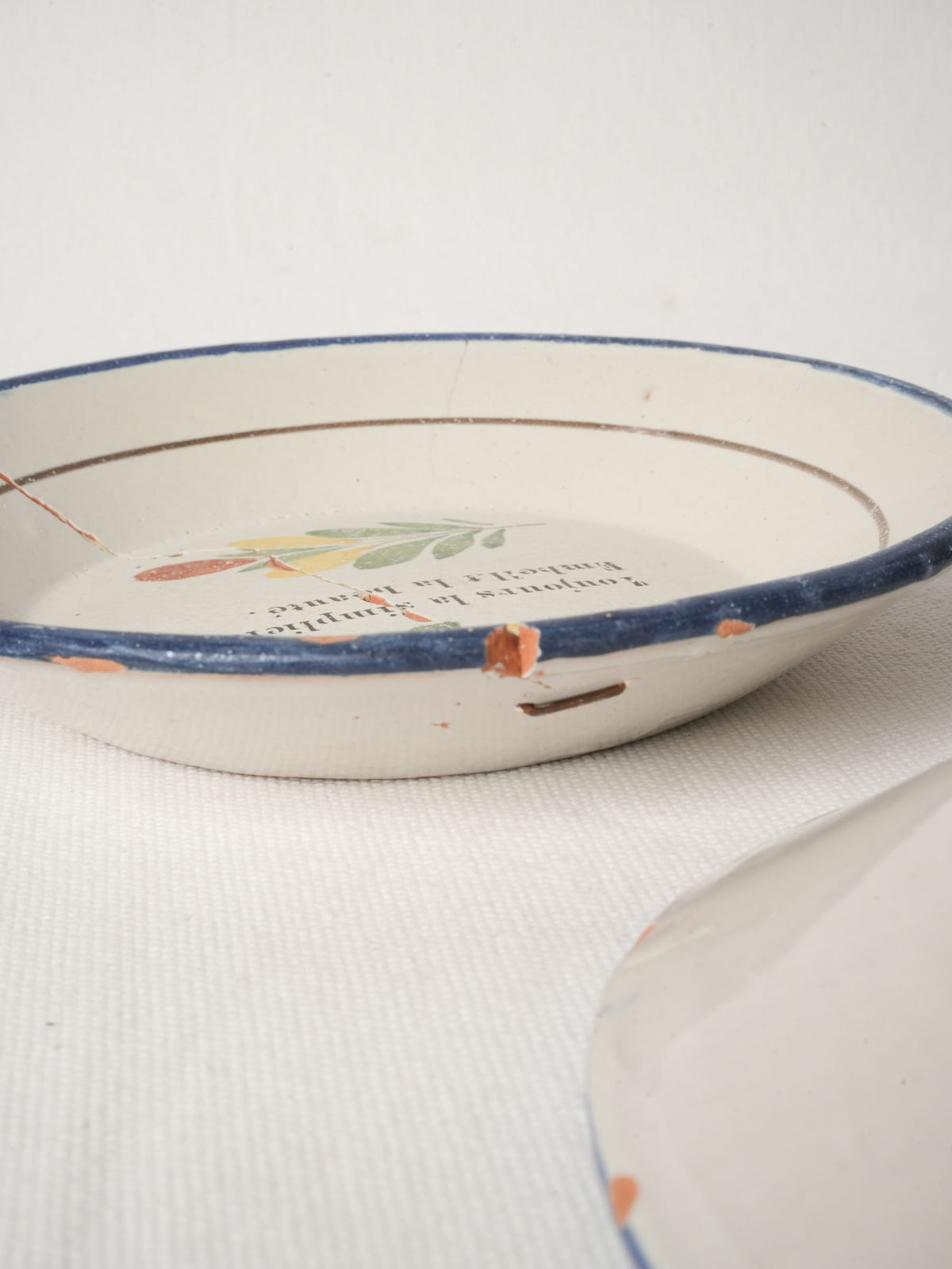 Set of 4 Antique French Hand-Painted Ceramic Dessert Plates 7½"
