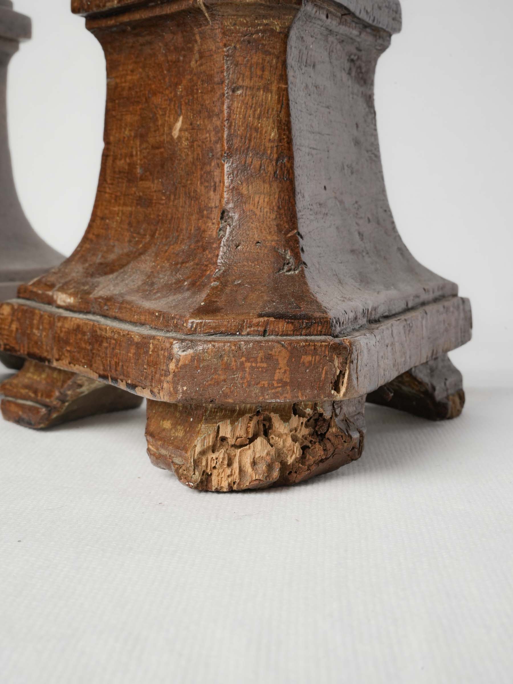 Textured Wooden Grain Candlesticks