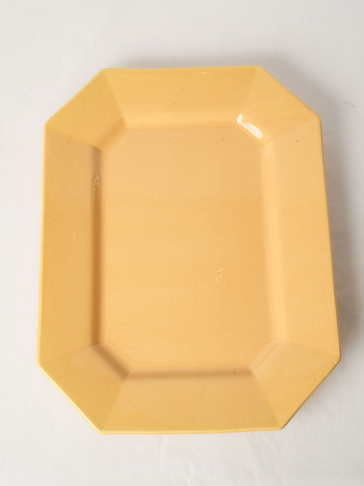Large French Ochre Glazed Ceramic Serving Platter - Octagonal