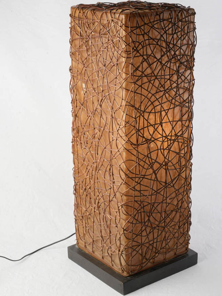 Vintage rattan column floor lamp