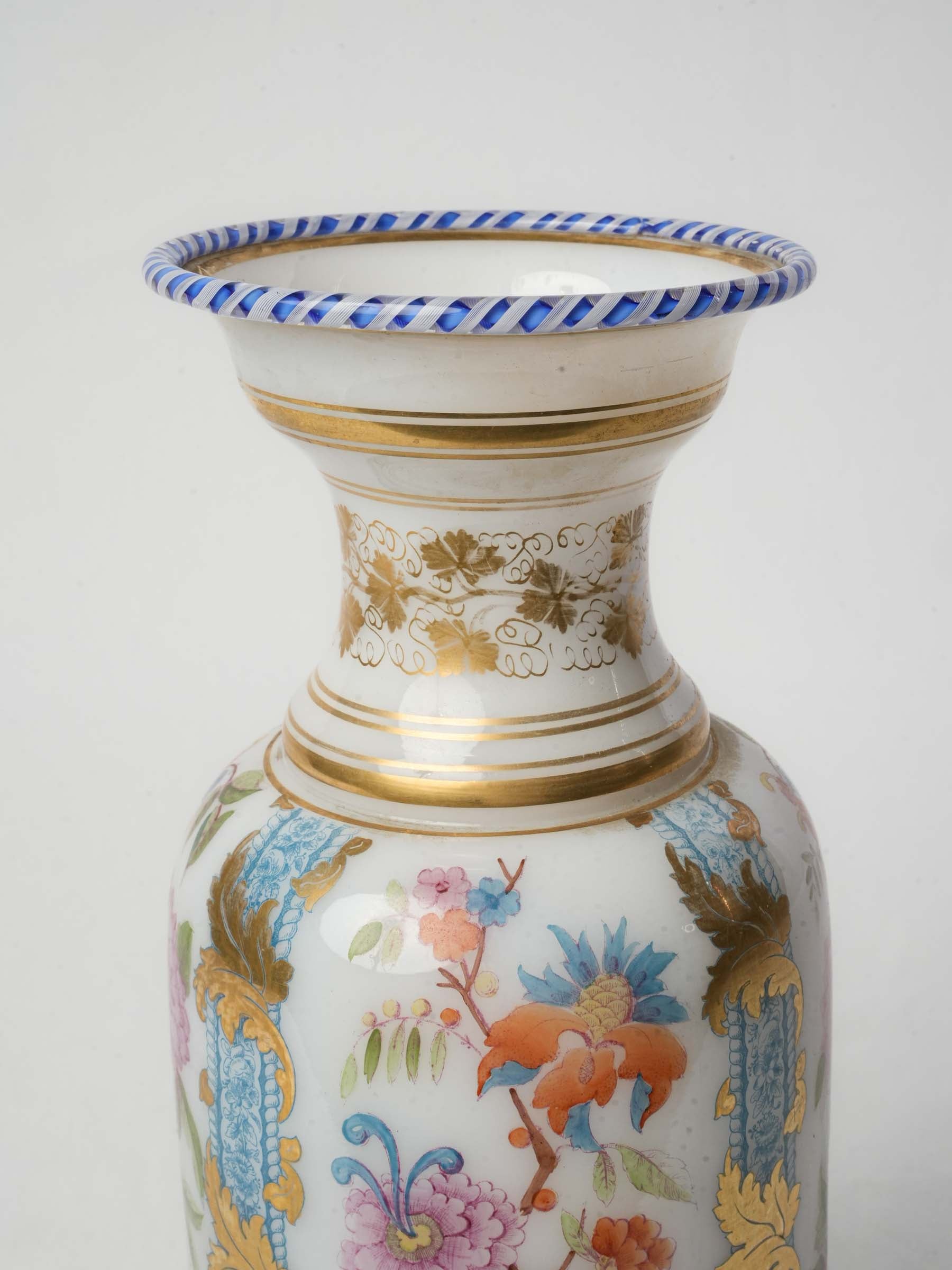 Refined blue filigree rim vase