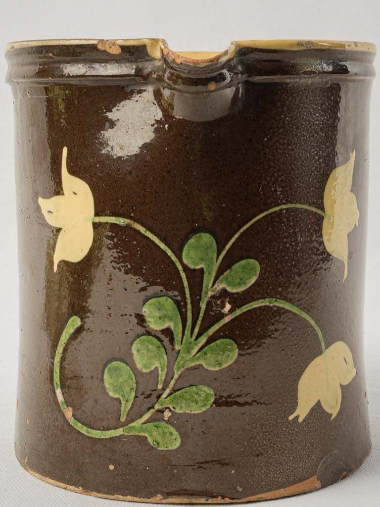 Artisanal yellow flowered pitcher