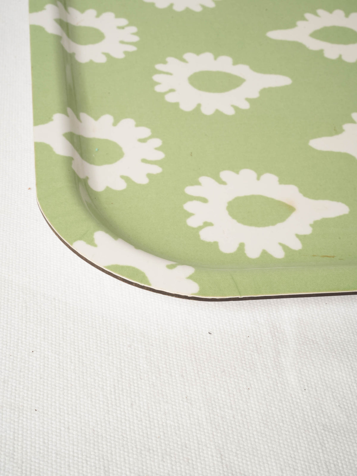 Large Les Olivades Sage Green Melamine Tray w/ White Floral Pattern 19" x 14½"