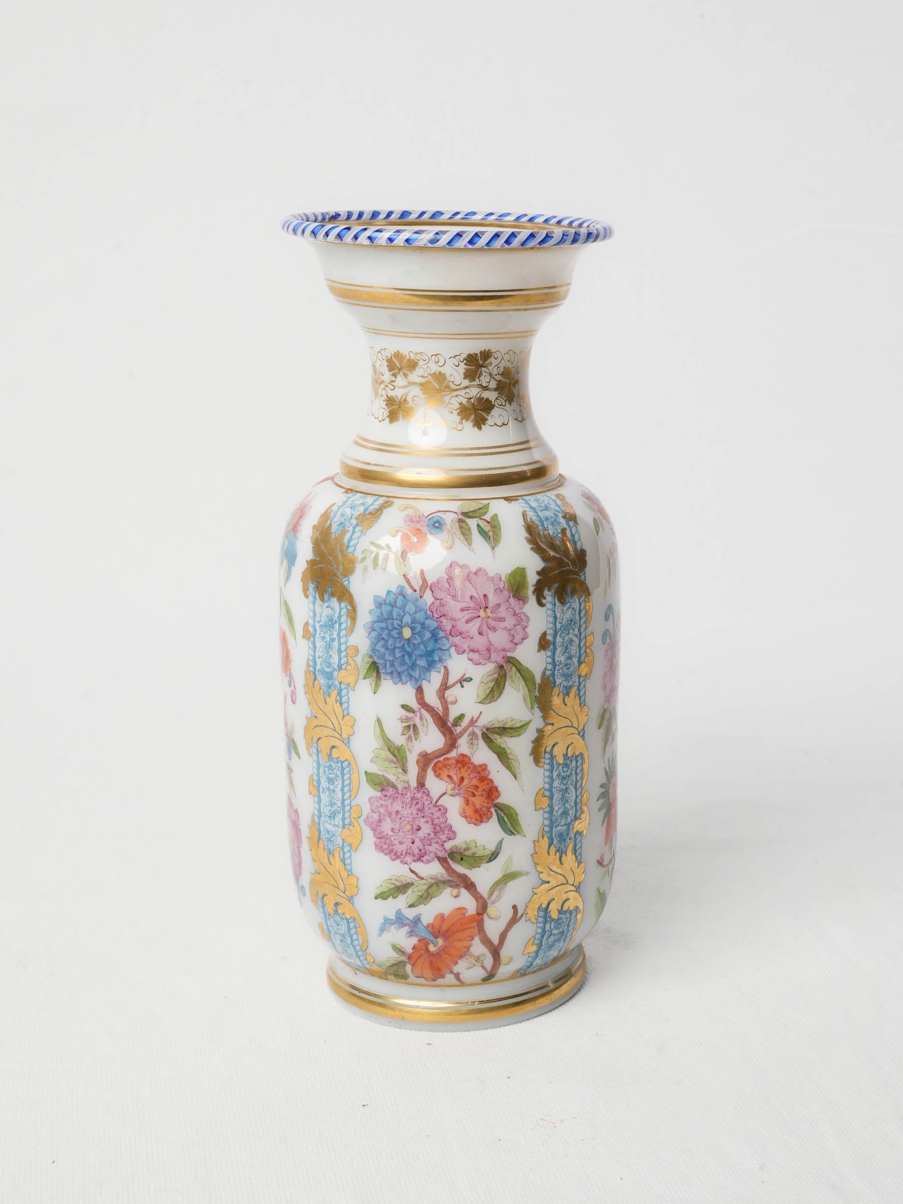 Hand-painted floral opaline vase