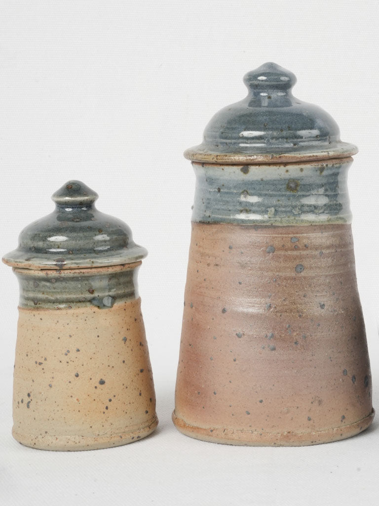 Elegant taupe brown glazed pottery jars