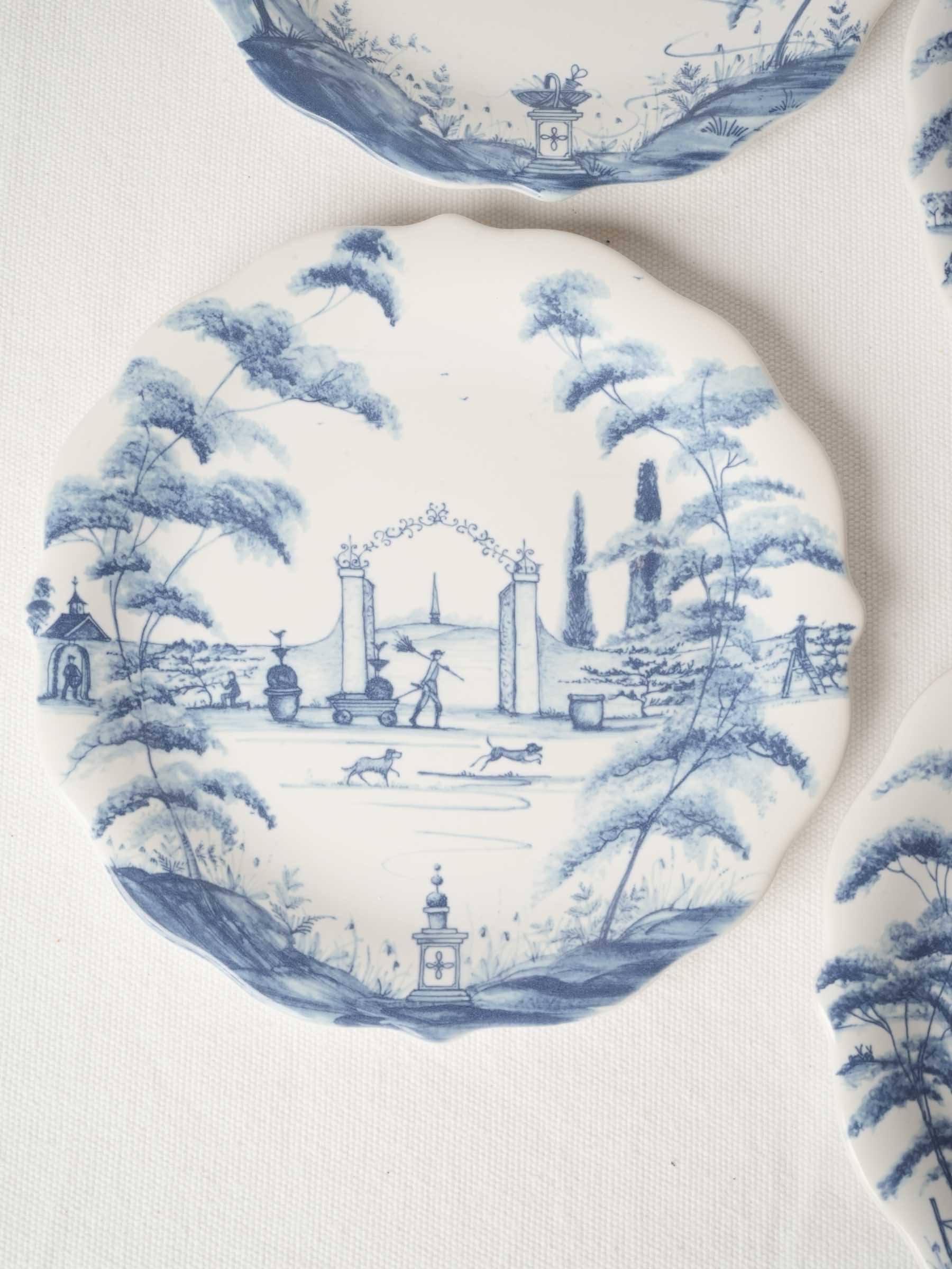 Set of Four Blue and White Dessert Plates 8¾"