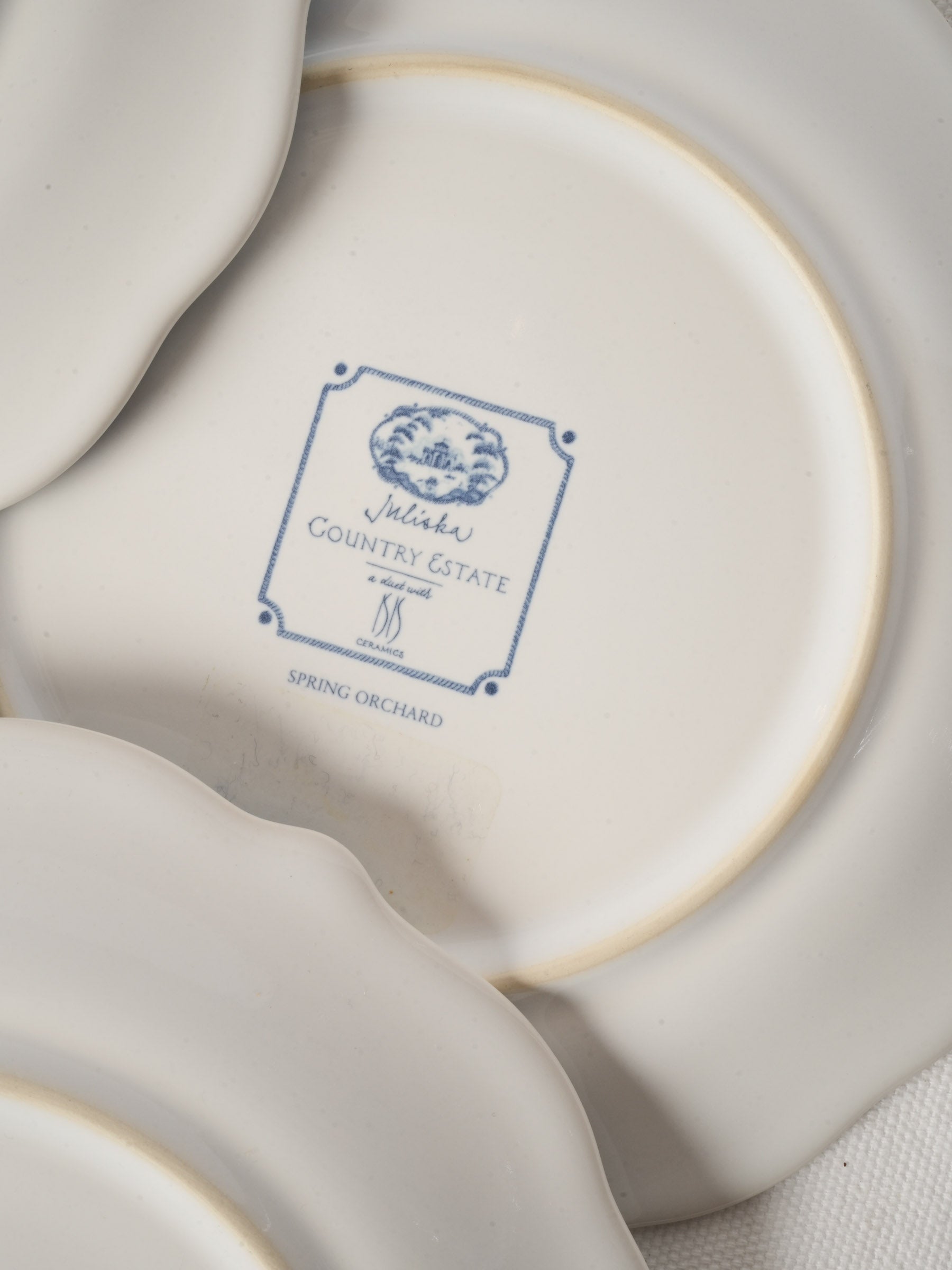 Set of Four Blue and White Dessert Plates 8¾"