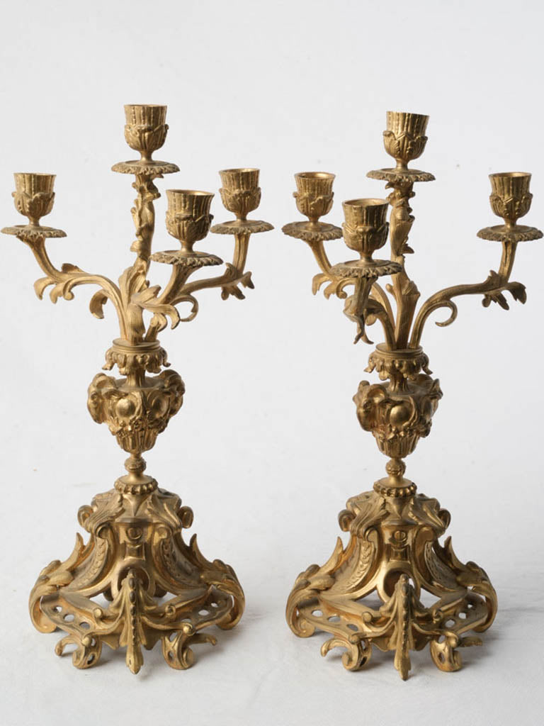 Elegant gilded bronze candleholders