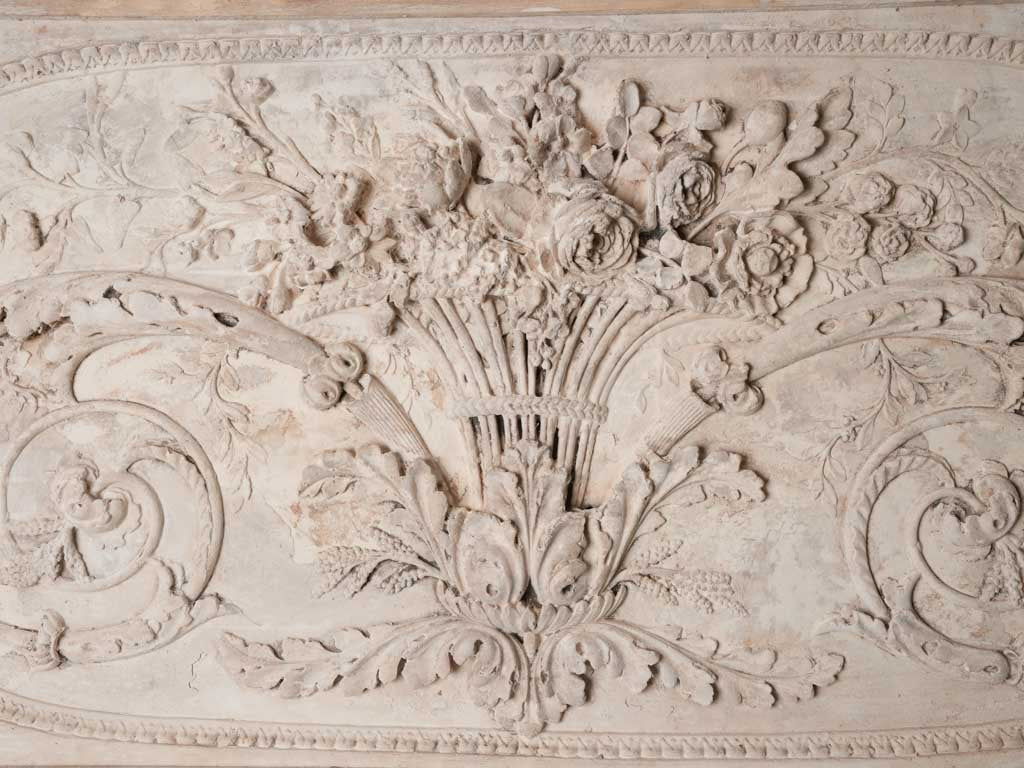 Antique white finish floral panel