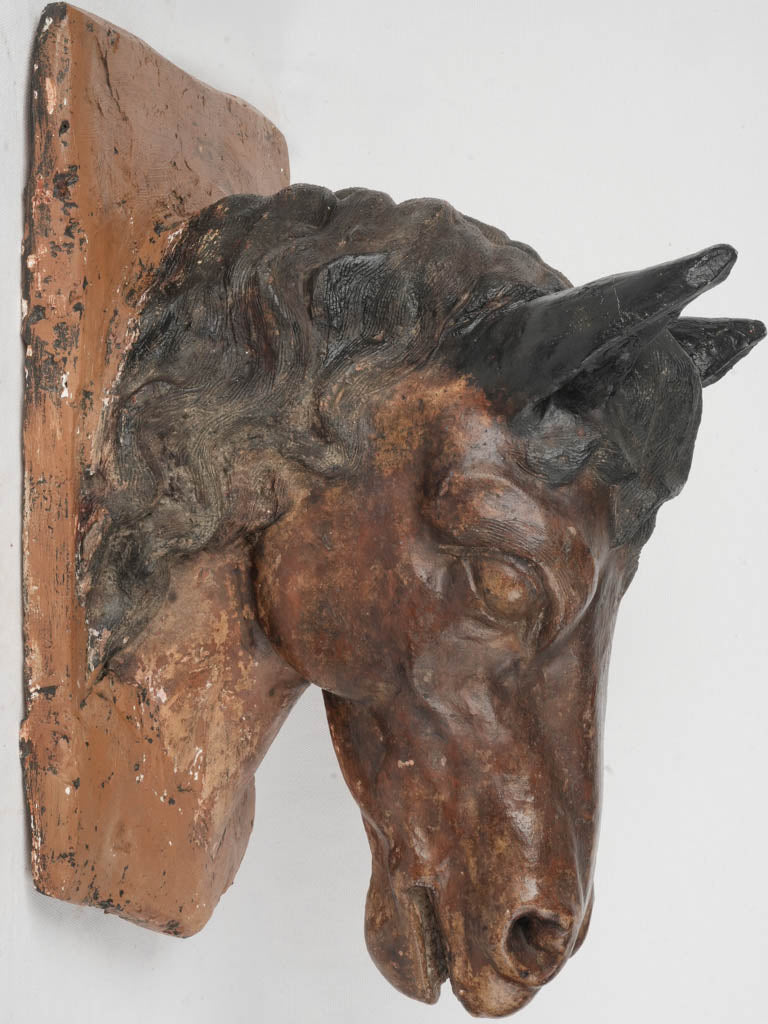 Vintage rustic terracotta horse sculpture