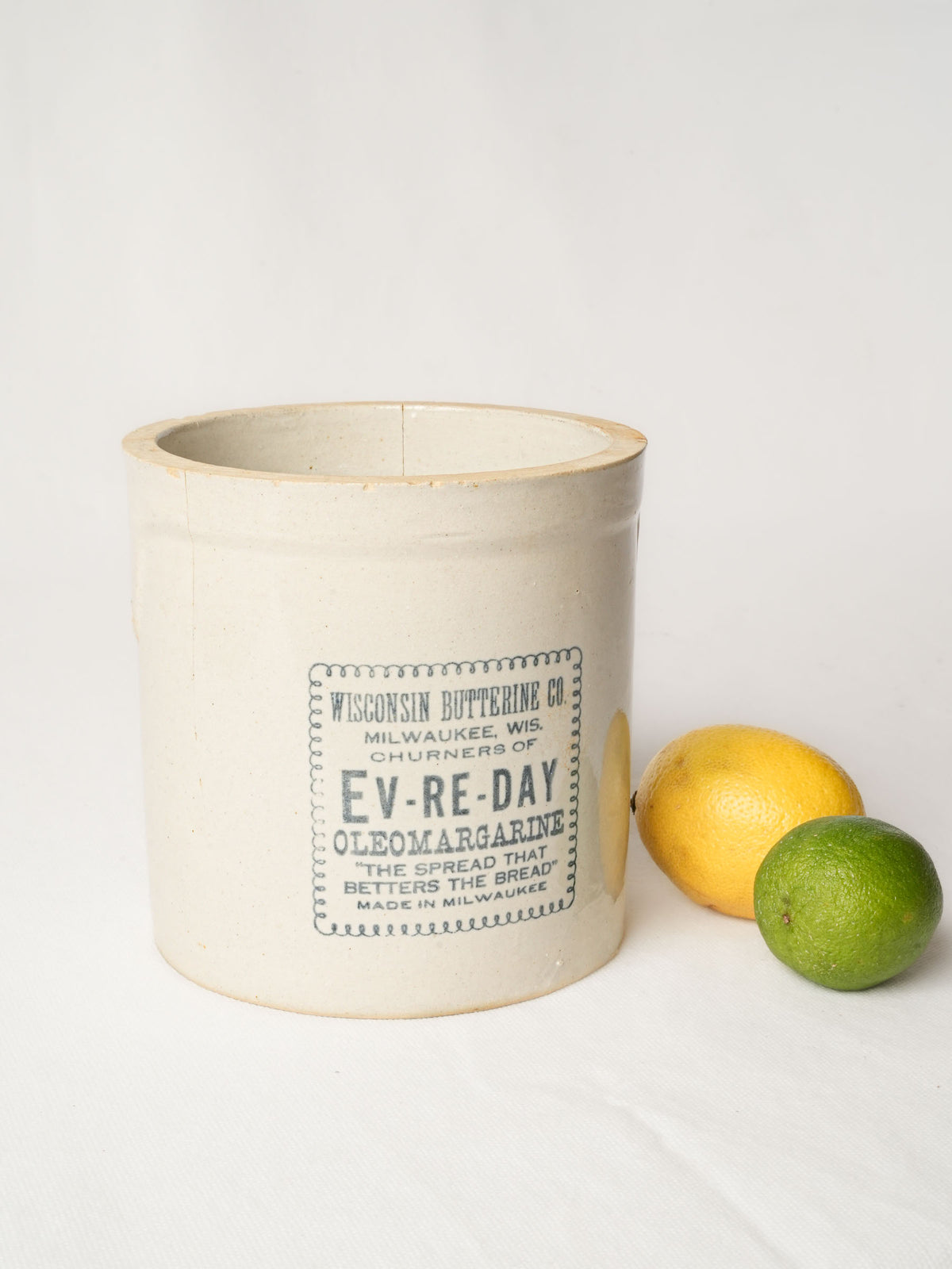 Antique Stoneware Pot - Wisconsin Butterine Co. 6"