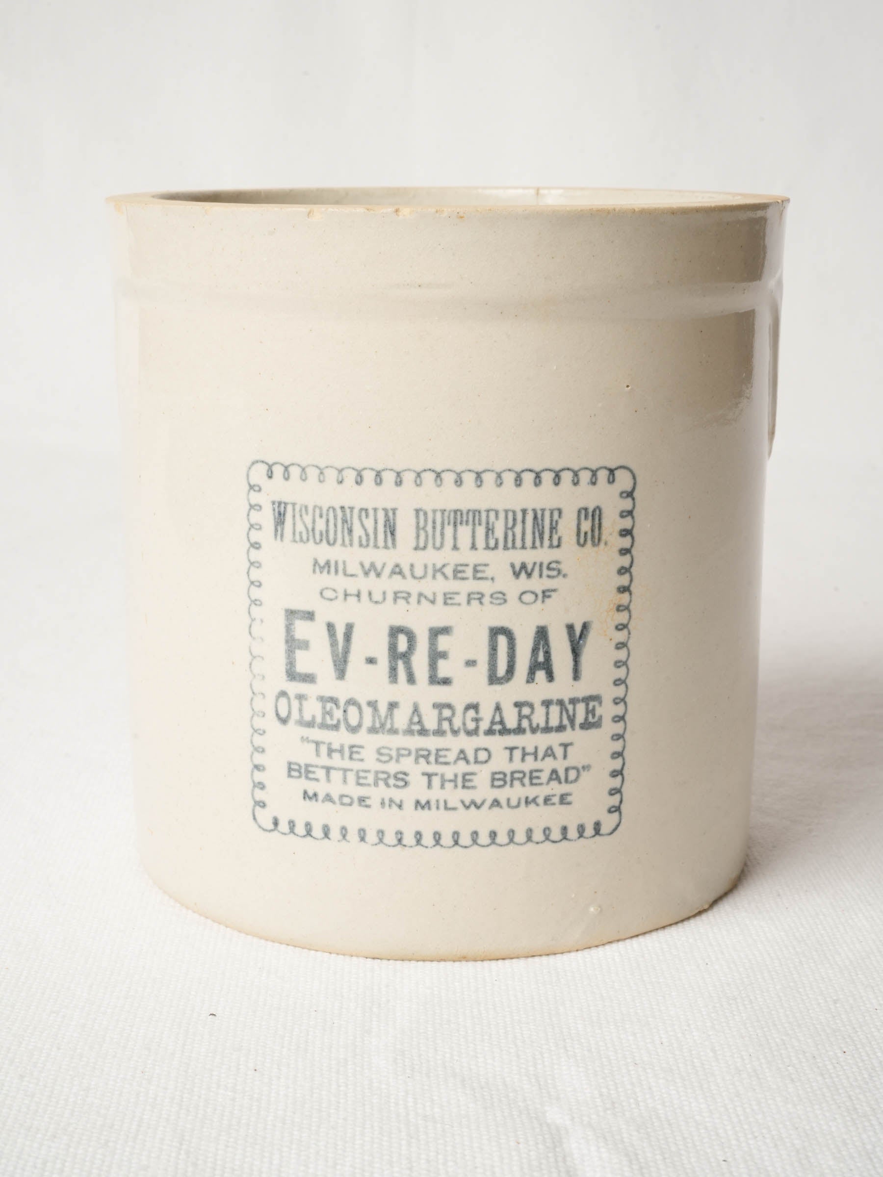 Antique Stoneware Pot - Wisconsin Butterine Co. 6"
