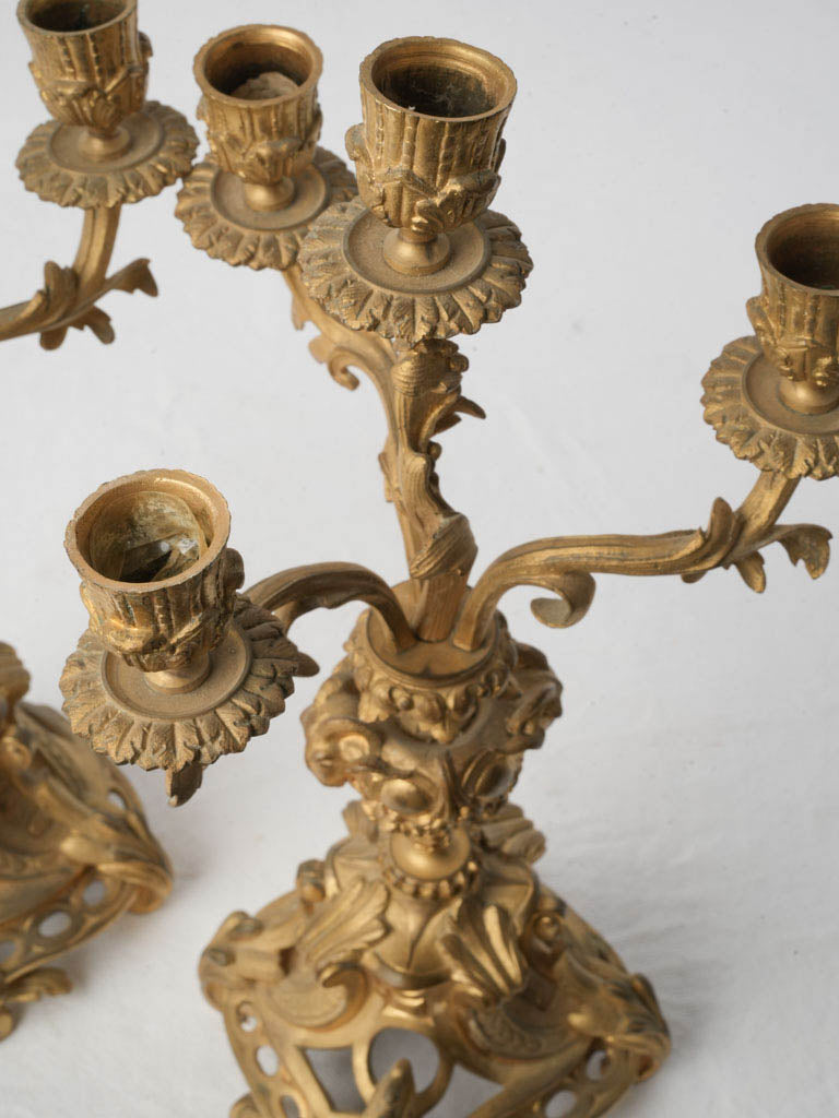 Stylish Rococo Revival bronze candles